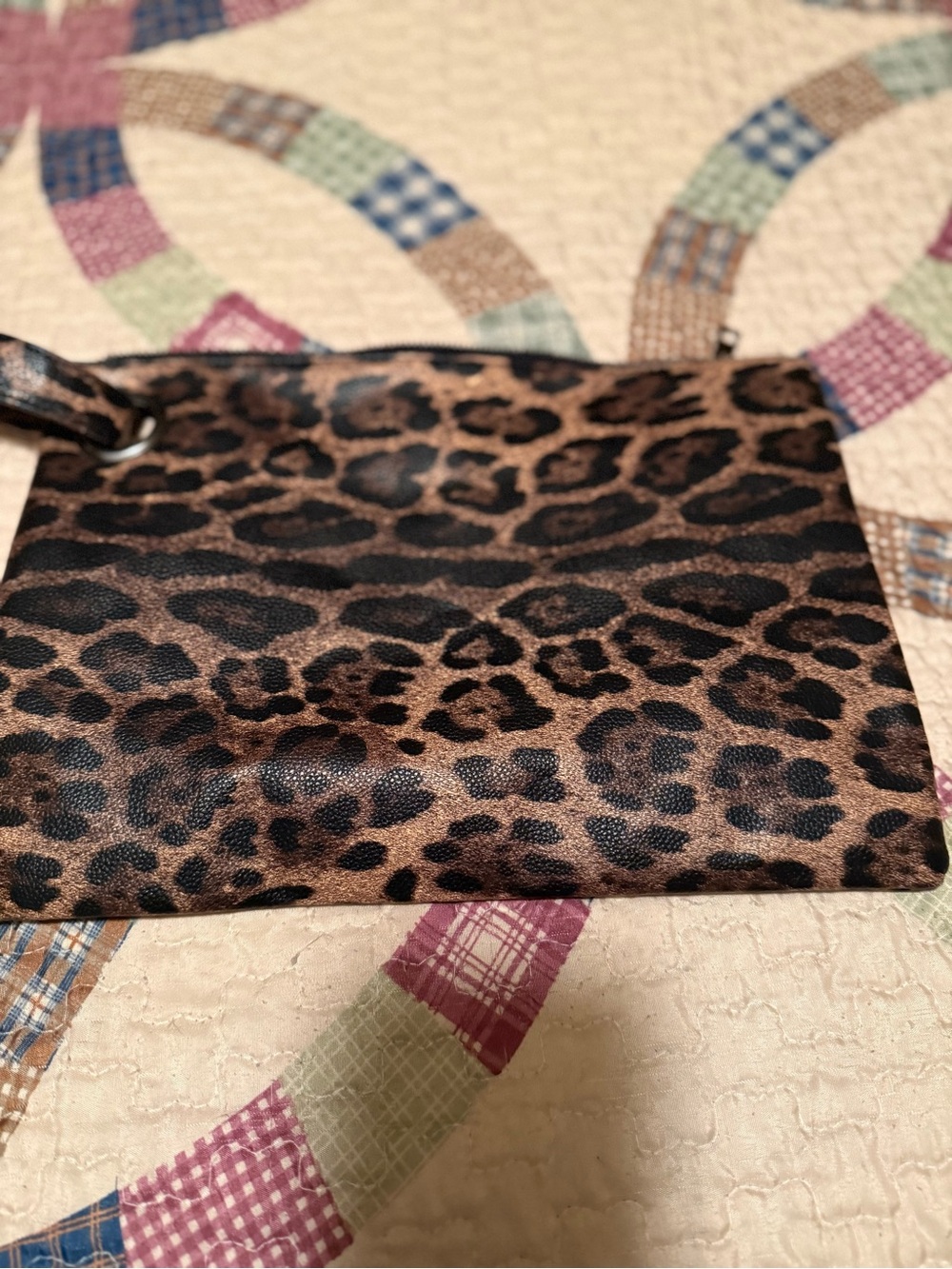 Leopard Print Wristlet Pouch - Brown & Black
